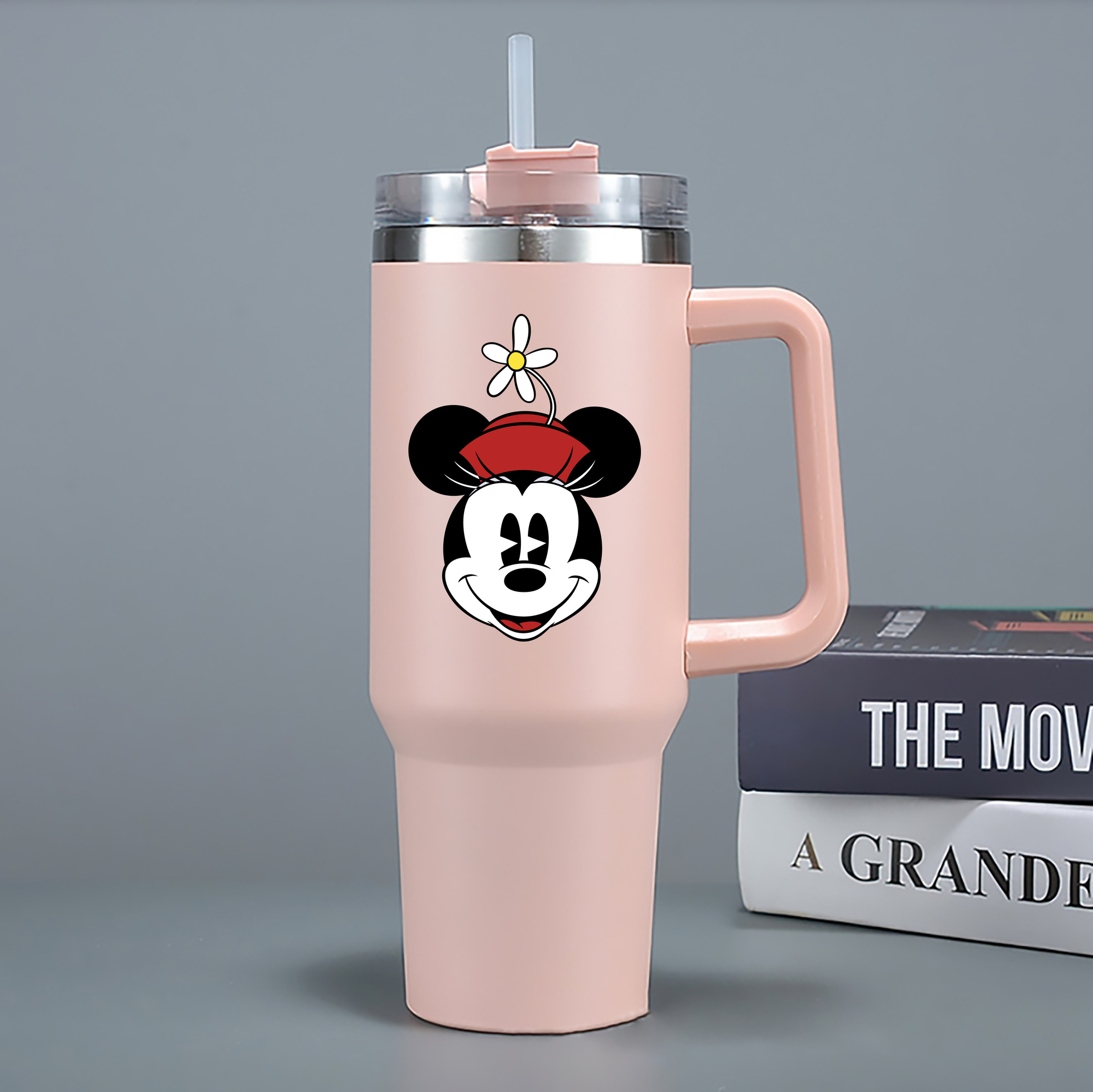 （画像用） ミッキーマウス Mickey Mouse 1200mL車用タンブラー - クリスタルステッカー（プラスチックストロー付き）